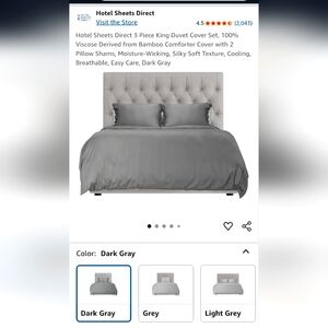 Dark Gray Bamboo Duvet Cover Set King
